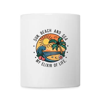 Sun, beach and sea - my elixir of life - Mug - white - Front