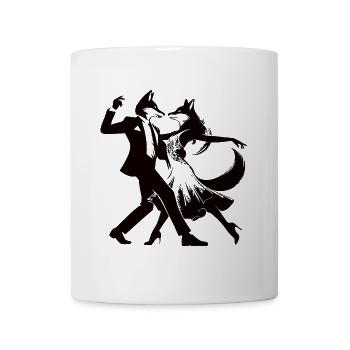 Conception élégante de couple de danse de tango avec des renards - Mug blanc - blanc - Devant