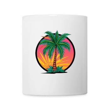 Tropische Palme bei Sonnenuntergang – Urlaubsmotiv - Tasse - Weiß - Vorne