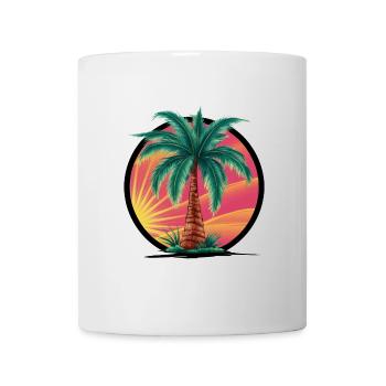 Tropische Palme bei Sonnenuntergang – Urlaubsmotiv - Tasse - Weiß - Vorne