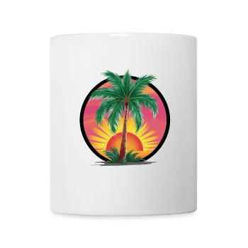 Tropische Palme bei Sonnenuntergang – Urlaubsmotiv - Tasse - Weiß - Vorne
