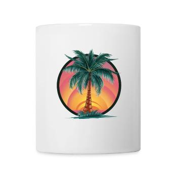 Tropische Palme bei Sonnenuntergang – Urlaubsmotiv - Tasse - Weiß - Vorne