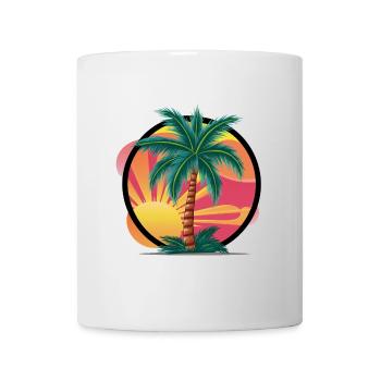 Tropische Palme bei Sonnenuntergang – Urlaubsmotiv - Tasse - Weiß - Vorne