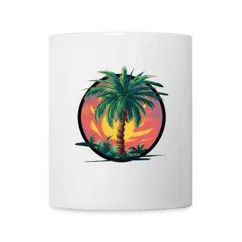 Tropische Palme bei Sonnenuntergang – Urlaubsmotiv - Tasse - Weiß - Vorne
