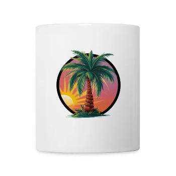 Tropische Palme bei Sonnenuntergang – Urlaubsmotiv - Tasse - Weiß - Vorne