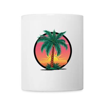 Tropische Palme bei Sonnenuntergang – Urlaubsmotiv - Tasse - Weiß - Vorne