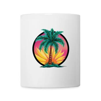 Tropische Palme bei Sonnenuntergang – Urlaubsmotiv - Tasse - Weiß - Vorne