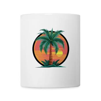 Tropische Palme bei Sonnenuntergang – Urlaubsmotiv - Tasse - Weiß - Vorne