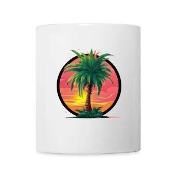 Tropische Palme bei Sonnenuntergang – Urlaubsmotiv - Tasse - Weiß - Vorne