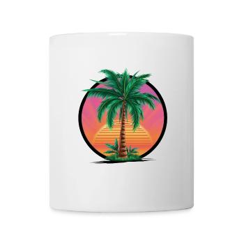 Tropische Palme bei Sonnenuntergang – Urlaubsmotiv - Tasse - Weiß - Vorne
