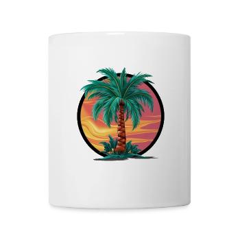 Tropische Palme bei Sonnenuntergang – Urlaubsmotiv - Tasse - Weiß - Vorne