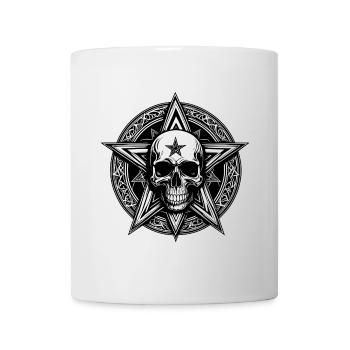 Skull mit Pentagramm als Strichzeichnung - Tasse - Weiß - Vorne