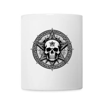 Skull mit Pentagramm als Strichzeichnung - Tasse - Weiß - Vorne