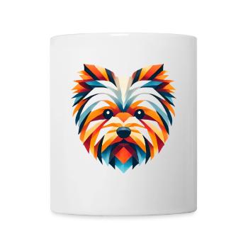 Geometrische Yorkie-Gesichtsillustration - Tasse - Weiß - Vorne