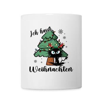 Ich Hasse Weihnachten Katze Weihnachtsbaum - Tasse - Weiß - Vorne