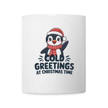 Kühle Grüße zur Weihnachtszeit – Pinguin - Tasse - Weiß - Vorne