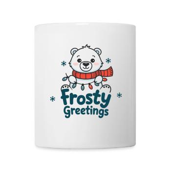 Frostige Grüße – Eisbär mit Lichterkette - Tasse - Weiß - Vorne