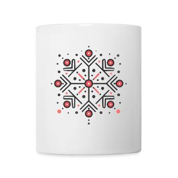 Elegantes rotes Schneeflocken-Abzeichen-Design - Tasse - Weiß - Vorne