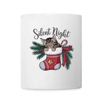 Stille Nacht – Kätzchen im Weihnachtsstrumpf - Tasse - Weiß - Vorne