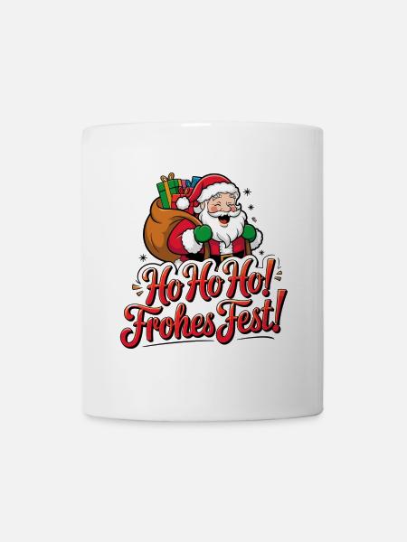 Weihnachtsmann – Ho Ho Ho! Frohes Fest - Tasse - Weiß
