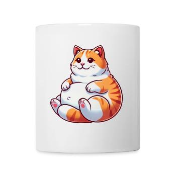 Mollige Tabby Katze entspannende Illustration - Tasse - Weiß - Vorne