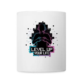 Level Up Your Life – Gamer-Silhouette - Tasse - Weiß - Vorne