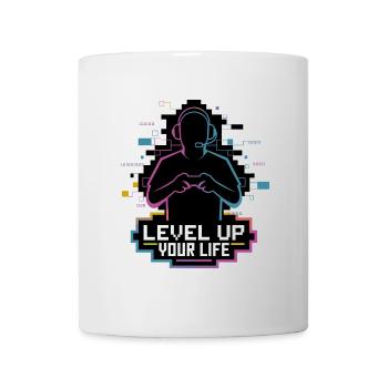 Level Up Your Life – Gamer-Silhouette - Tasse - Weiß - Vorne