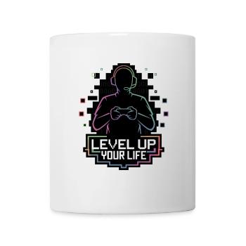 Level Up Your Life – Gamer-Silhouette - Tasse - Weiß - Vorne