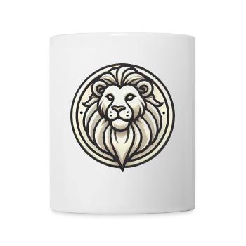 Stilisiertes Löwen-Abzeichen-Design - Tasse - Weiß - Vorne