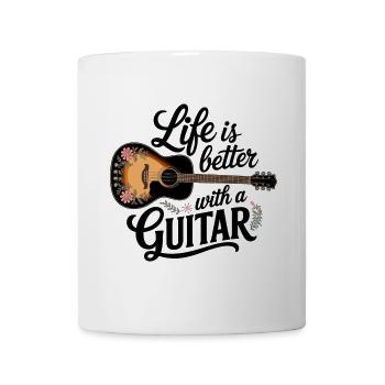 Life is Better with a Guitar – Akustikgitarre - Tasse - Weiß - Vorne