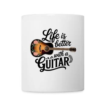 La vie est meilleure avec une guitare – Guitare acoustique - Mug blanc - blanc - Devant