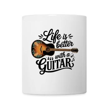 Life is Better with a Guitar – Akustikgitarre - Tasse - Weiß - Vorne