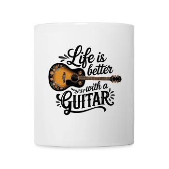 Life is Better with a Guitar – Akustikgitarre - Tasse - Weiß - Vorne