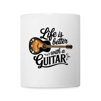 Life is Better with a Guitar – Akustikgitarre - Tasse - Weiß - Vorne