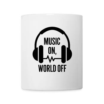 Music On, World Off – Minimalistische Kopfhörer - Tasse - Weiß - Vorne