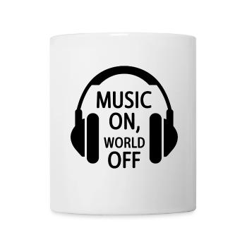 Music On, World Off – Casque minimaliste - Mug blanc - blanc - Devant