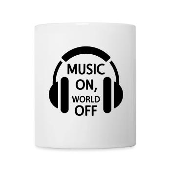 Music On, World Off – Minimalistische Kopfhörer - Tasse - Weiß - Vorne
