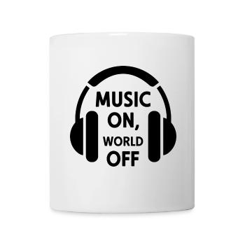 Music On, World Off – Minimalistische Kopfhörer - Tasse - Weiß - Vorne