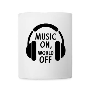 Music On, World Off – Minimalistische Kopfhörer - Tasse - Weiß - Vorne