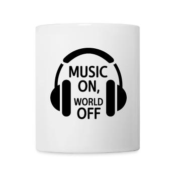 Music On, World Off – Minimalistische Kopfhörer - Tasse - Weiß - Vorne