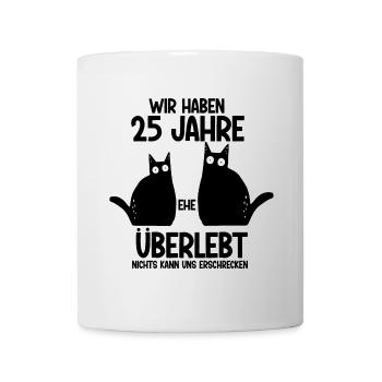 25 Jahre Ehe überlebt Silberhochzeit Hochzeitstag - Tasse - Weiß - Vorne
