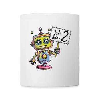 Ich bin 2 Jahre zweiter Geburtstag kleiner Roboter - Tasse - Weiß - Vorne