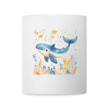 Whale Cute Cute Baby Kids Animal Blue Whale Watercolor - Mug - white - Front