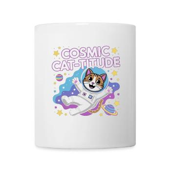 Cosmic Cat-titude – Intergalaktische Katzenpower - Tasse - Weiß - Vorne