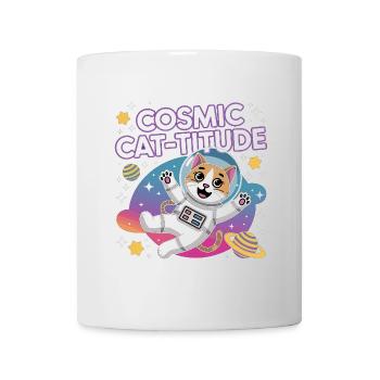 Cosmic Cat-titude – Intergalaktische Katzenpower - Tasse - Weiß - Vorne