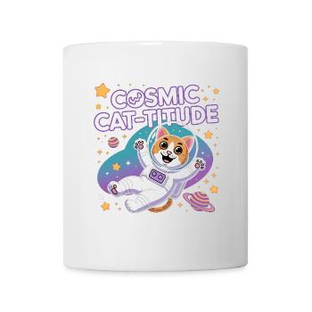 Cosmic Cat-titude – Intergalaktische Katzenpower - Tasse - Weiß - Vorne