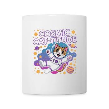 Cosmic Cat-titude – Intergalaktische Katzenpower - Tasse - Weiß - Vorne