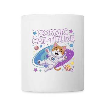Cosmic Cat-titude – Intergalaktische Katzenpower - Tasse - Weiß - Vorne