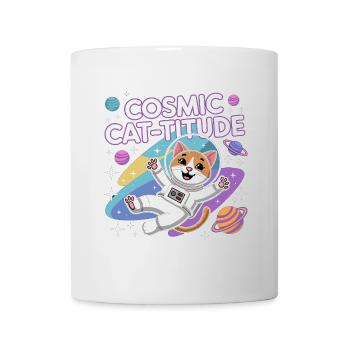Cosmic Cat-titude – Intergalaktische Katzenpower - Tasse - Weiß - Vorne