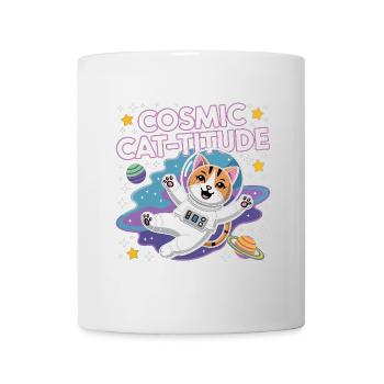 Cosmic Cat-titude – Intergalaktische Katzenpower - Tasse - Weiß - Vorne